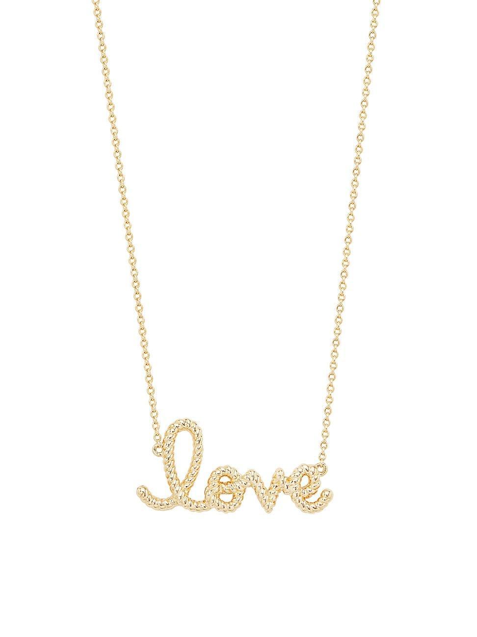 14K Yellow Gold Medium Rope Love Pendant Necklace Product Image