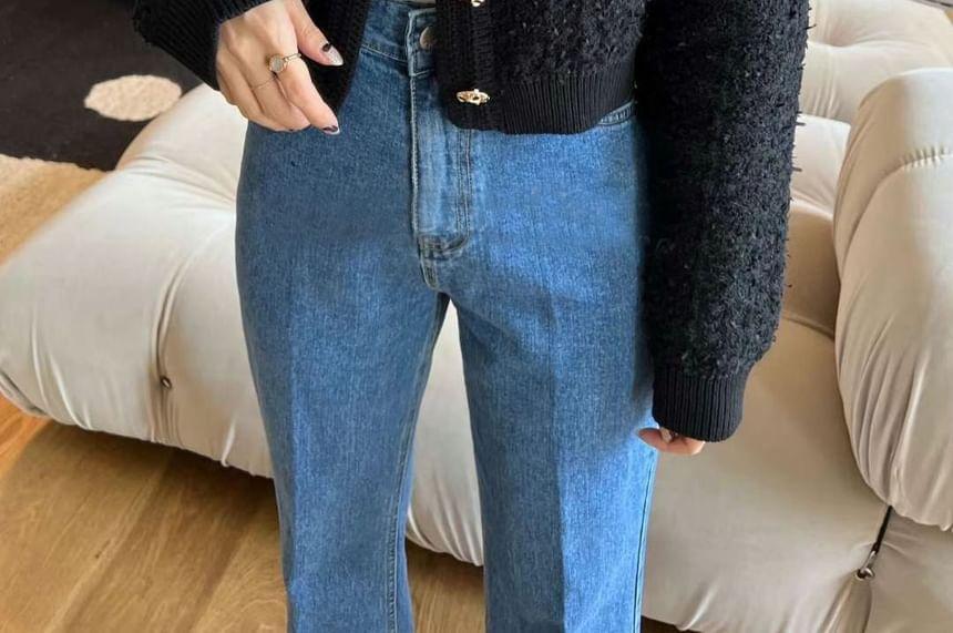 Crew Neck Plain Pocket Detail Cardigan Product Image