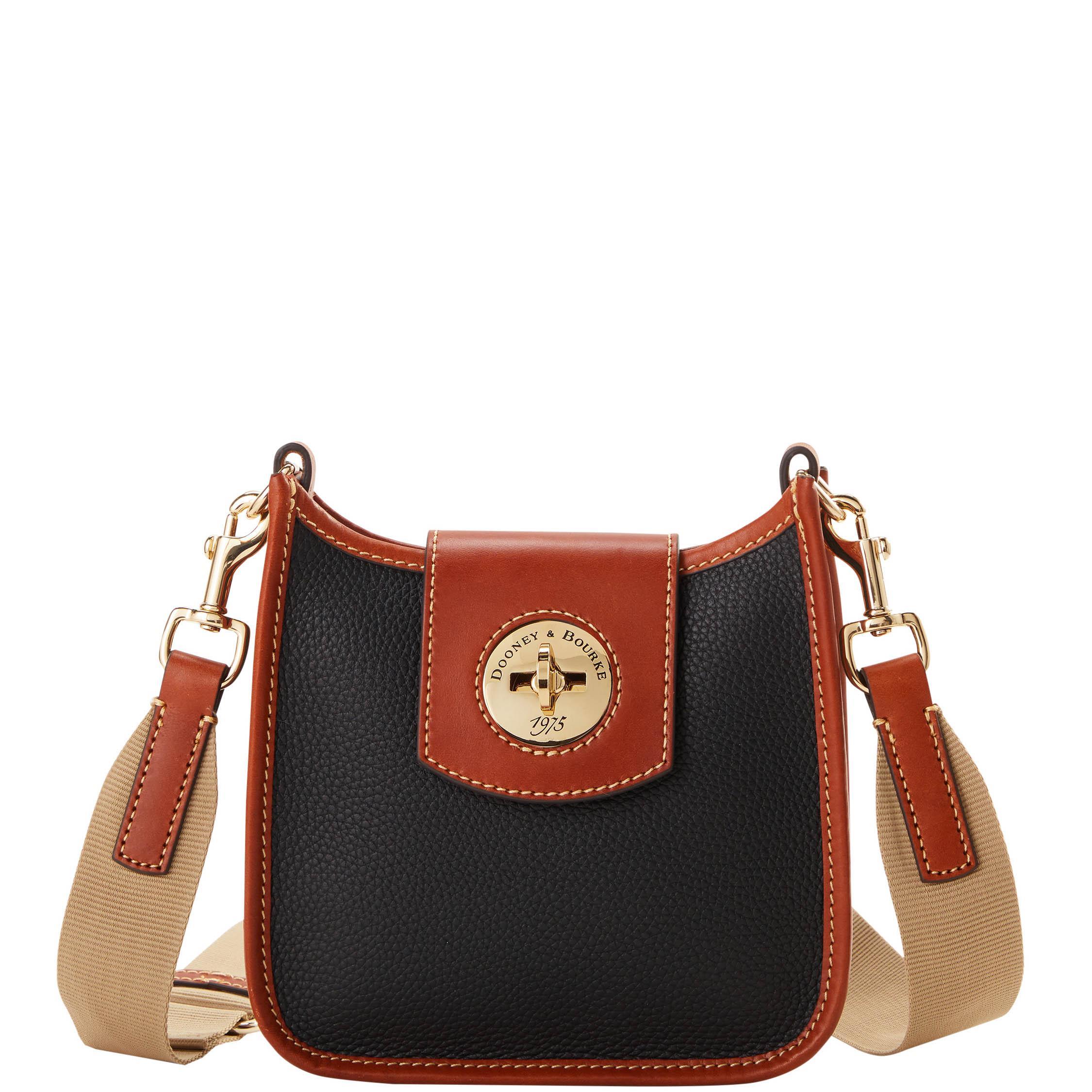 Dooney & Bourke Womens Pebble Turnlock Leather Messenger 20 Bag in Taupe Product Image