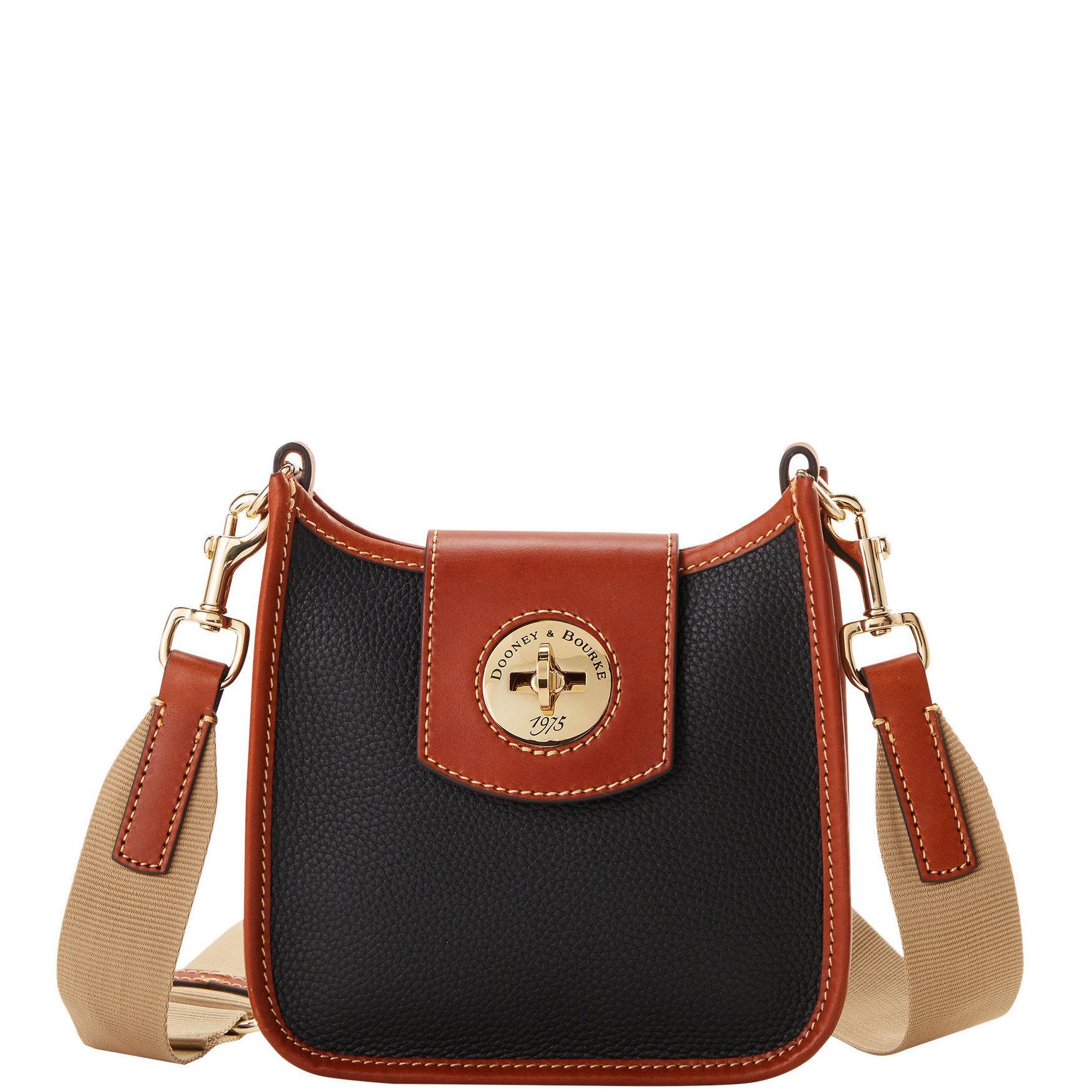 Dooney & Bourke Womens Pebble Turnlock Leather Messenger 20 Bag in Taupe Product Image