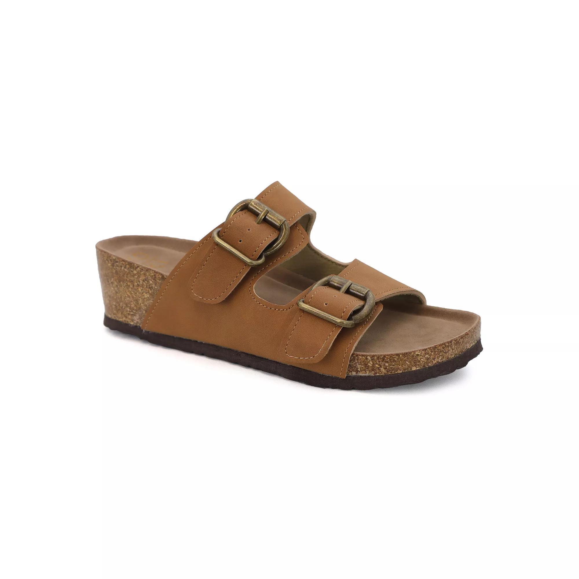 Yoki Lorayn-10 Women's Wedge Slip-On Sandals, Size: 8, Brown Product Image