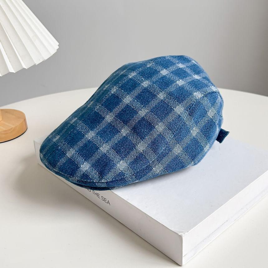 Plaid Denim Newsboy Cap Product Image