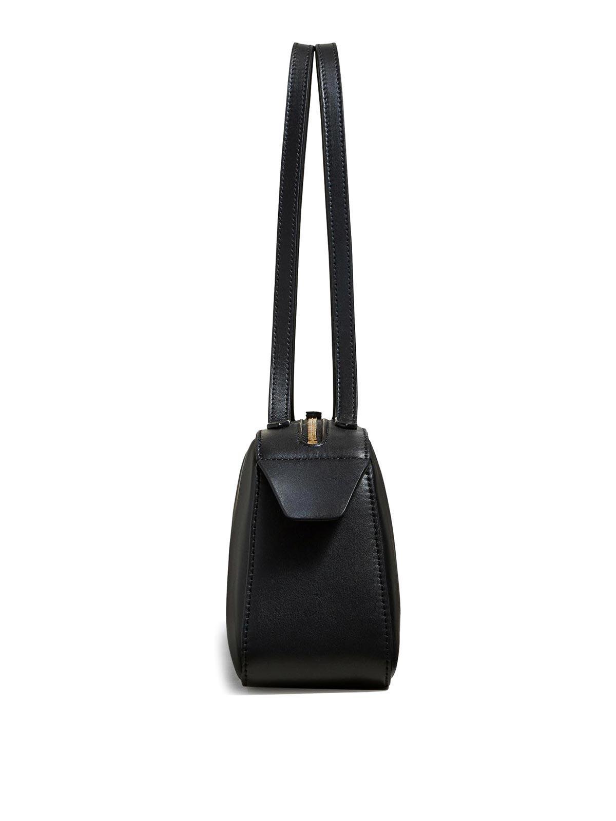 KHAITE Simona Crackle Patent Leather Shoulder Bag In Black Product Image