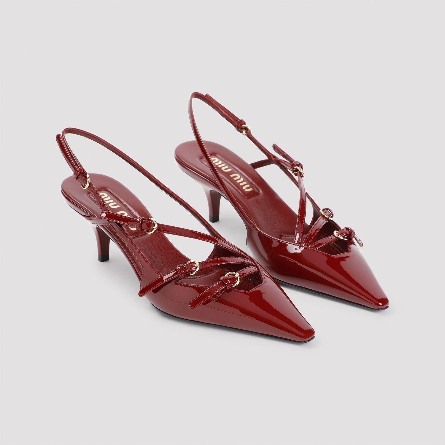 MIU MIU Slingback Deep Purple In Patent Leather With Buckles Women In Burgundy Product Image