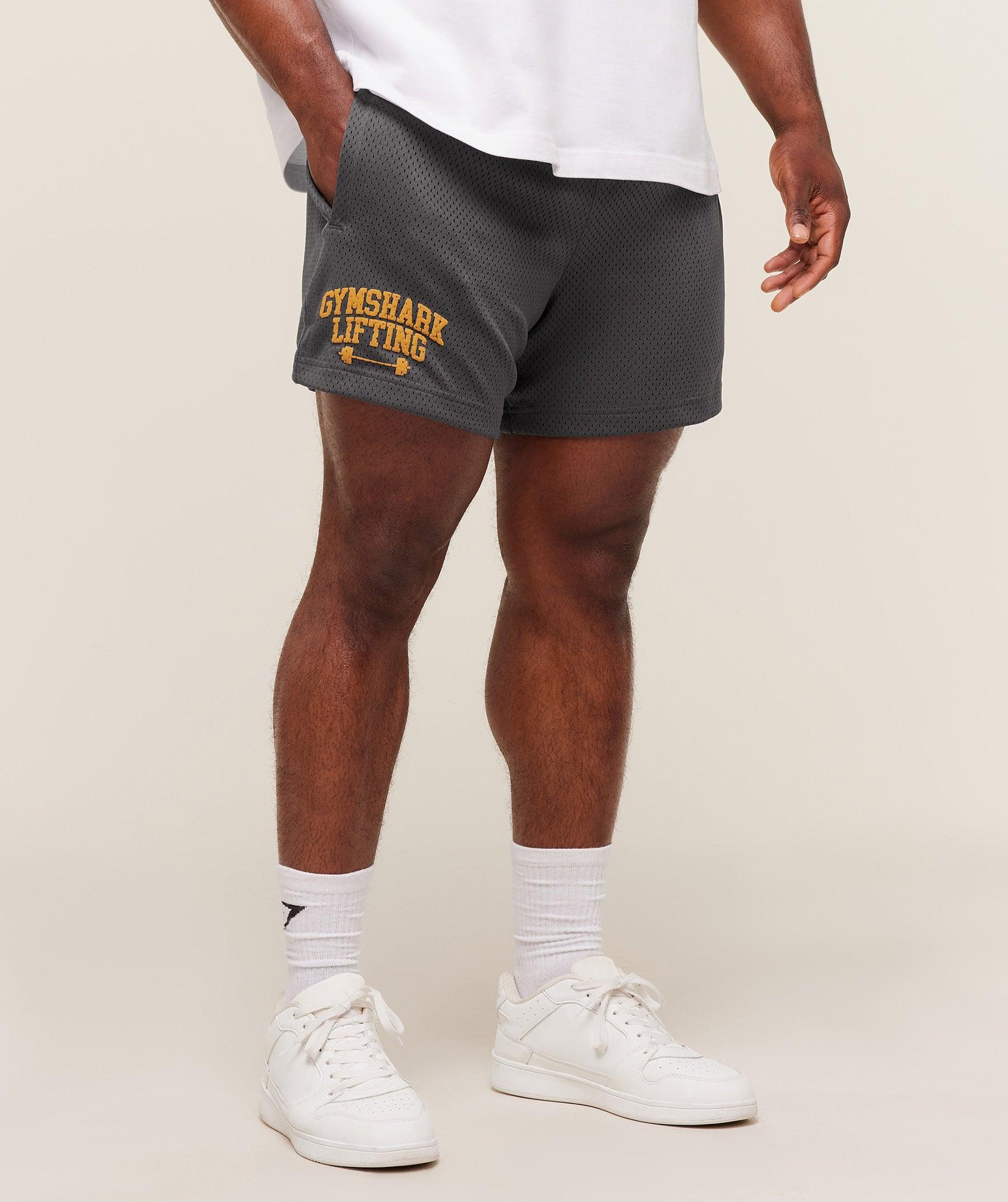 Gymshark Gymshark Lifting Barbell Mesh 5" Short - Onyx Grey Male Product Image