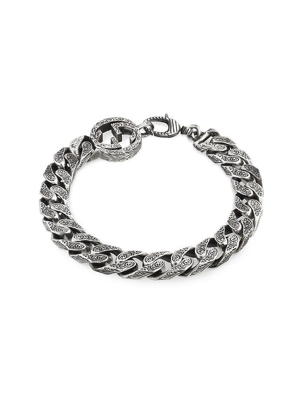 Mens Paisley Interlocking G Silver Bracelet Product Image