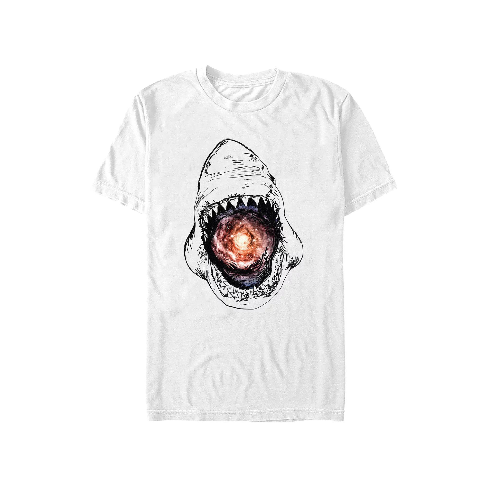 Men's Galactic Shark Graphic Tee, Size: Large, White Product Image