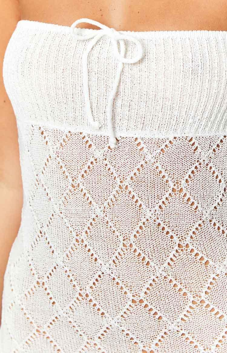 Halina White Knit Strapless Maxi Dress Product Image