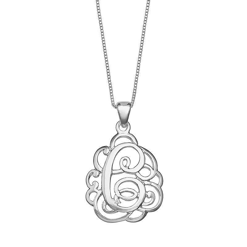 PRIMROSE Sterling Silver Monogram Initial Pendant Necklace, Women's, Size: 18", Silver Tone L Product Image
