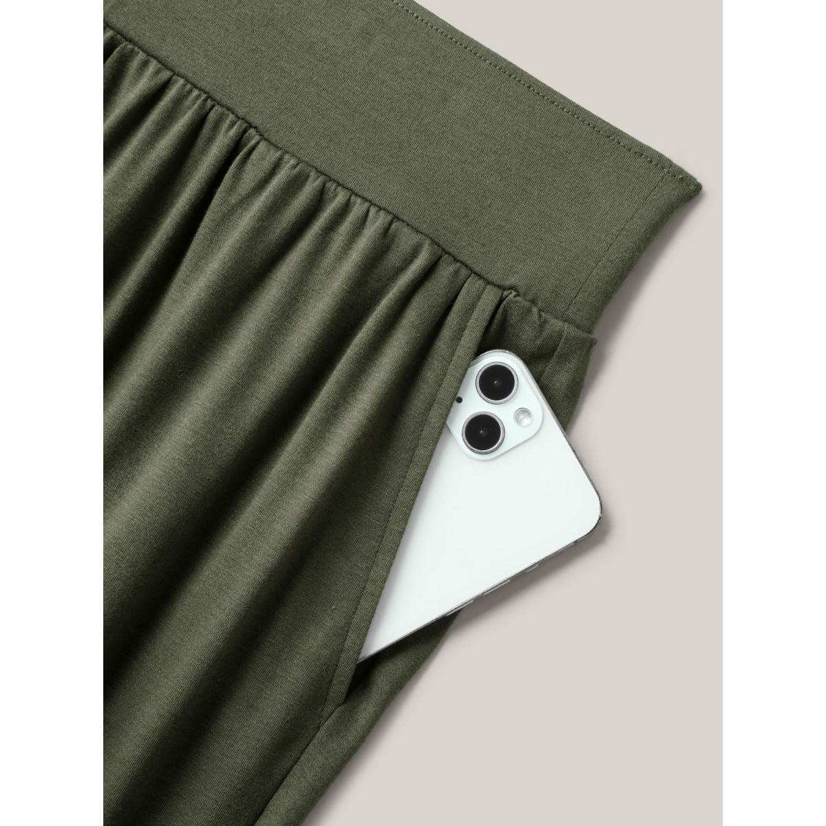 Plus Size Keyhole Hem Ties Jogger Pants Women ArmyGreen Casual Mid Rise Everyday-Casual Pants BloomChic 22-24/3X Product Image