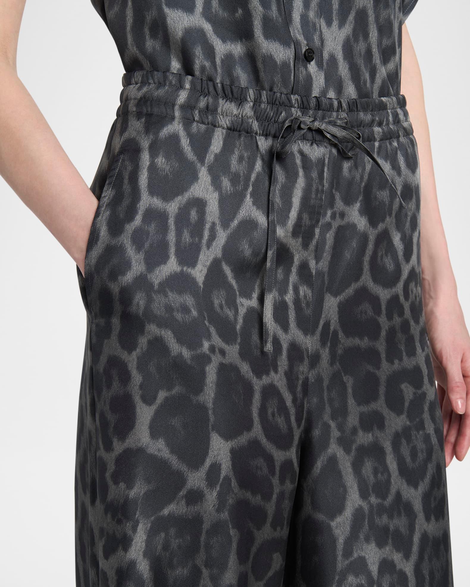 Leopard-Print Silk Wide-Leg Pajama Trousers Product Image