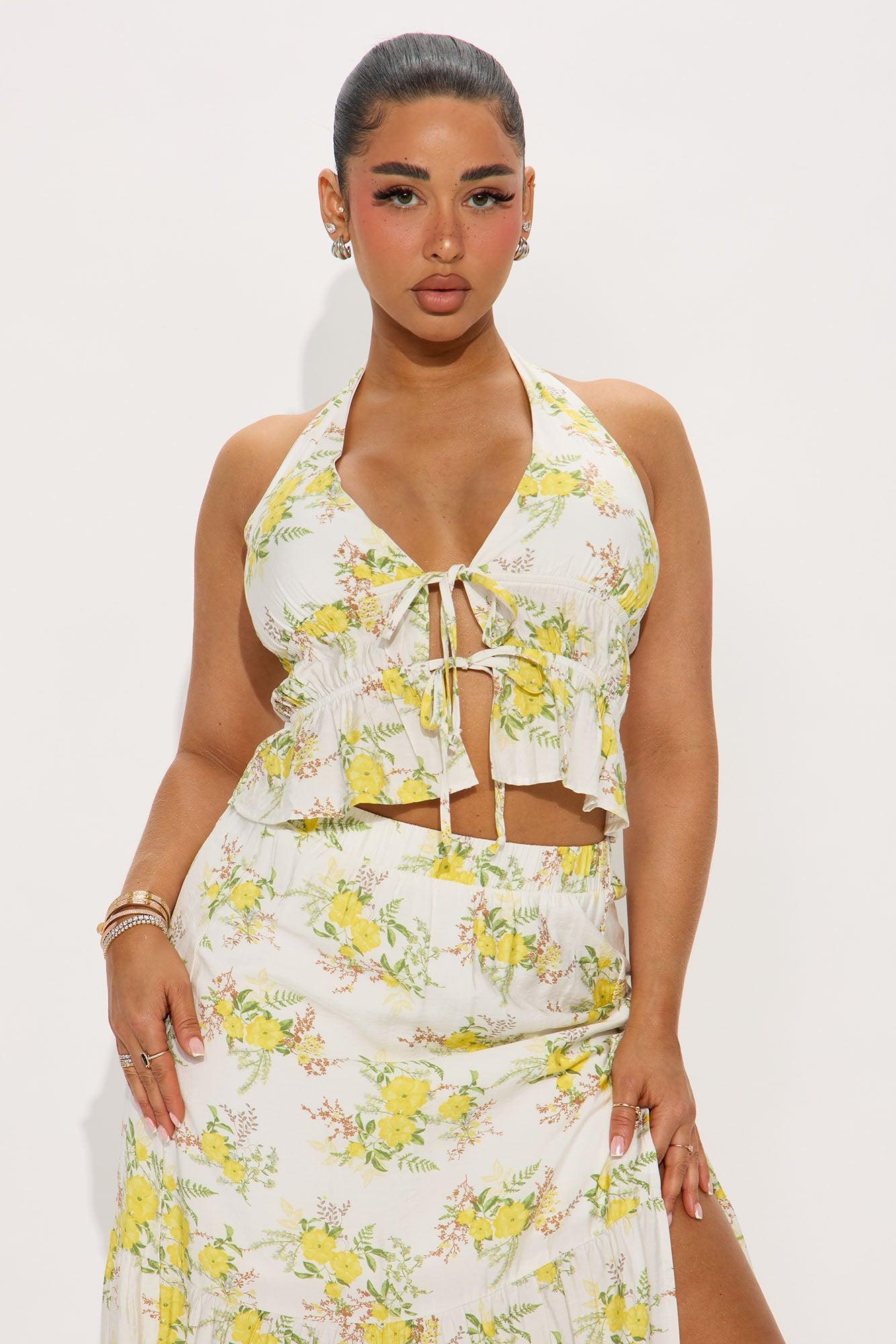 Floral Garden Maxi Skirt Set - Ivory/combo Product Image