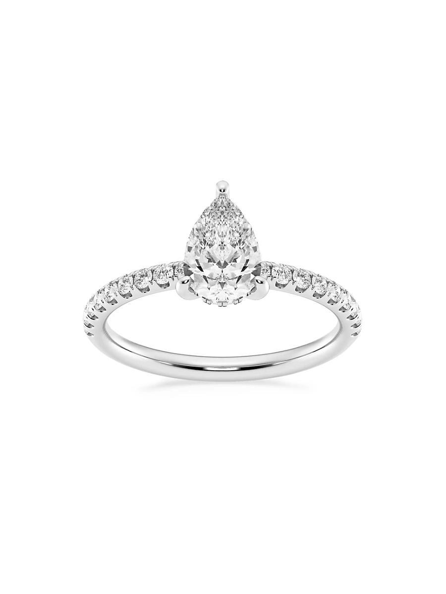 Womens Platinum & Pear-Cut Lab-Grown Diamond Hidden Halo Ring/0.80-3.41 TCW Product Image