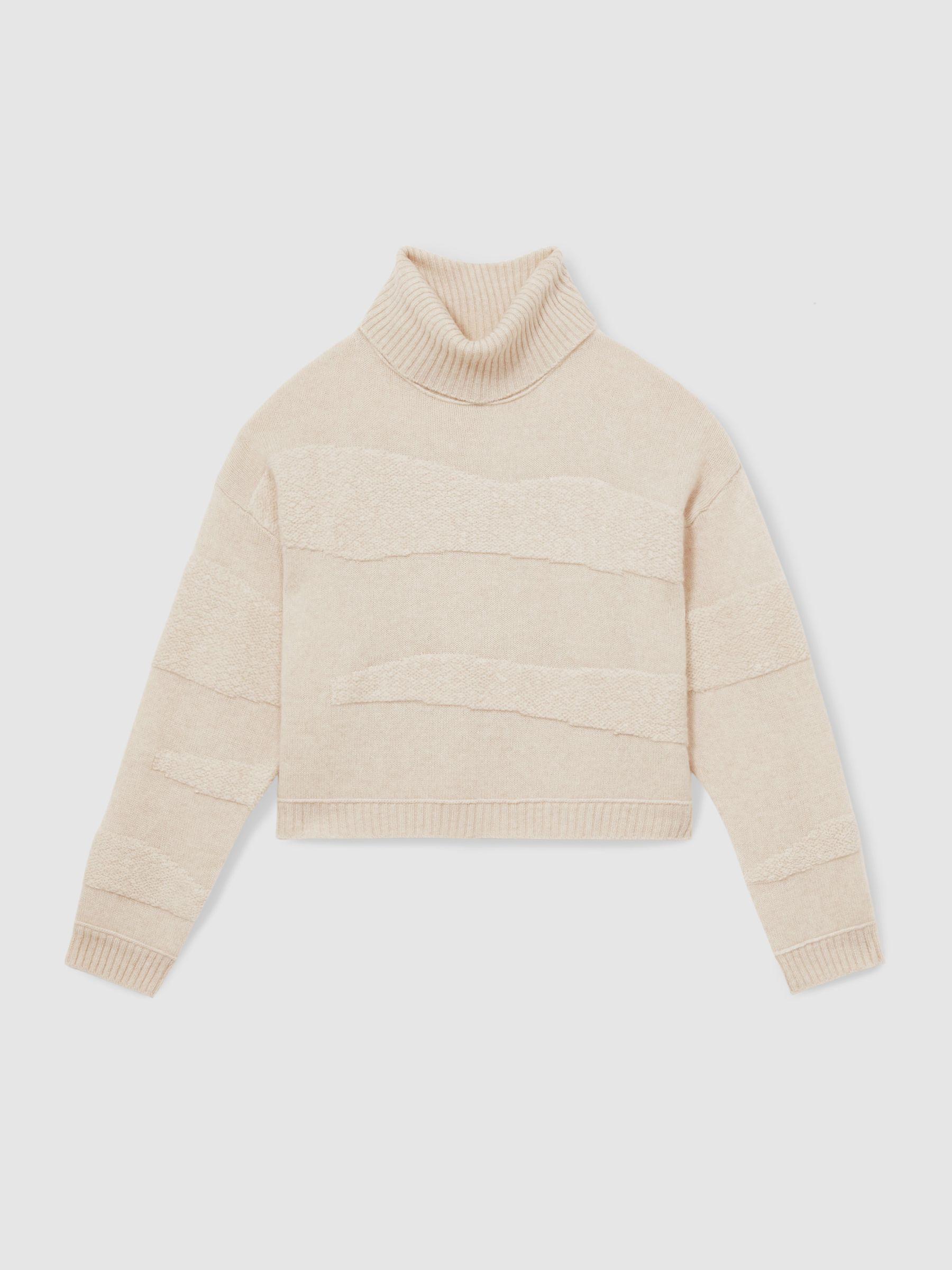 Crush Collection 100% Cashmere Roll-Neck Jumper in Cream Product Image