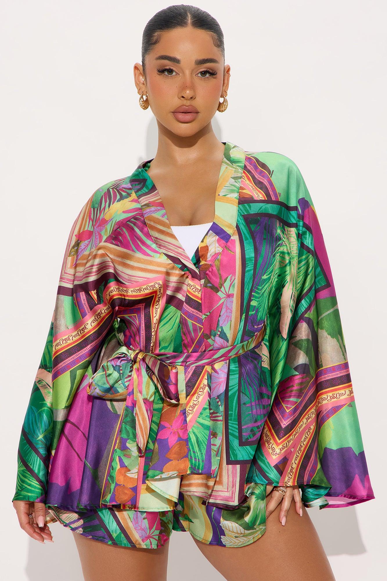 Once In A Lifetime Satin Short Set - Green/combo Product Image