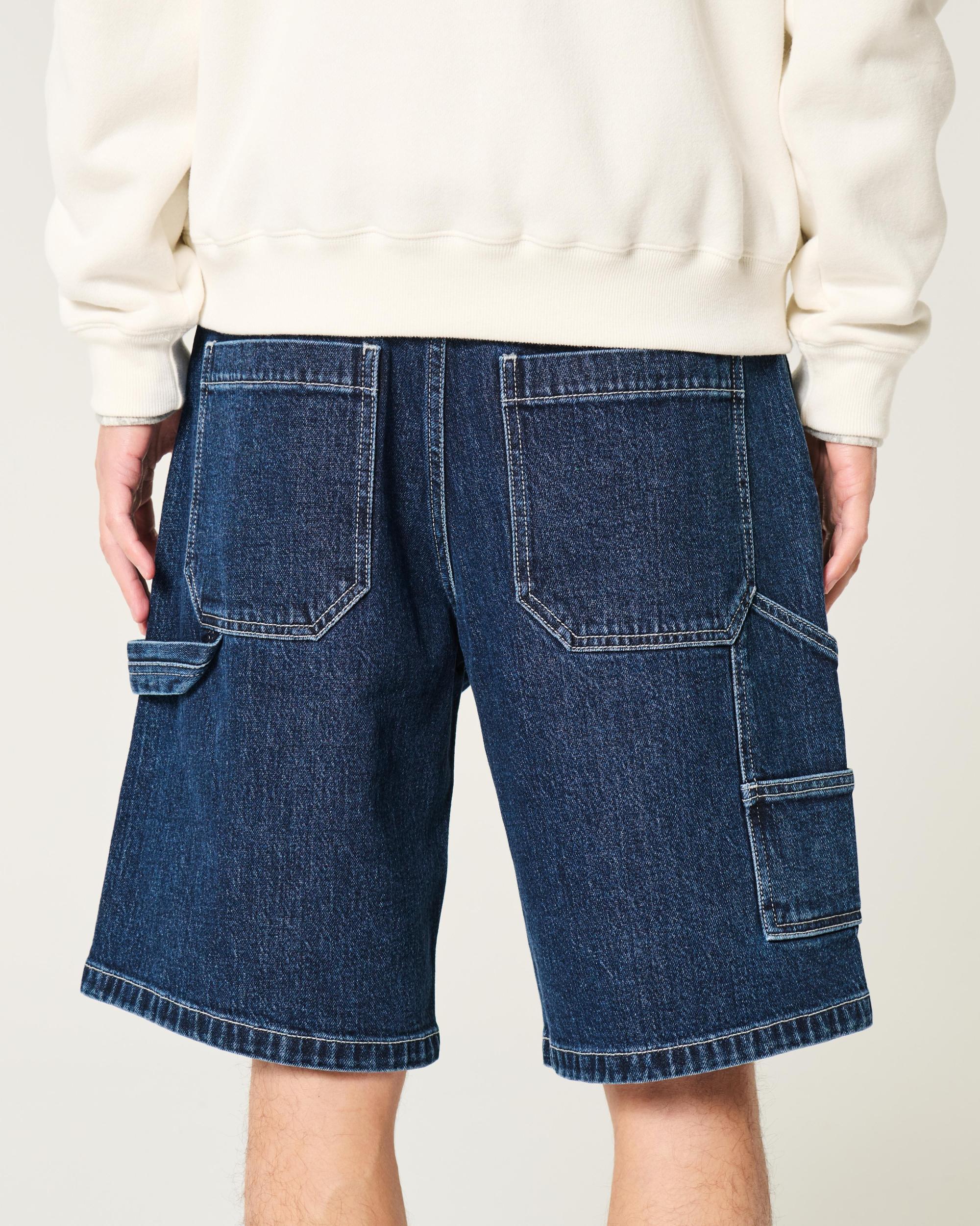Washed Black Baggy Denim Shorts Product Image