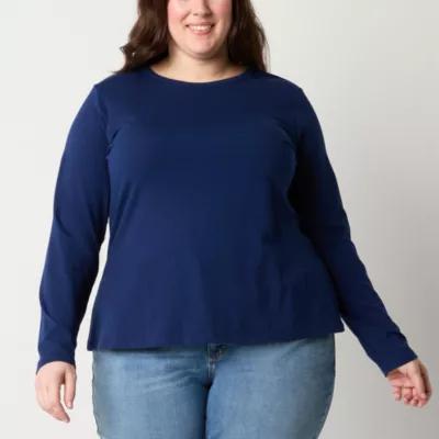 a.n.a Womens Plus Crew Neck Long Sleeve T-Shirt Product Image