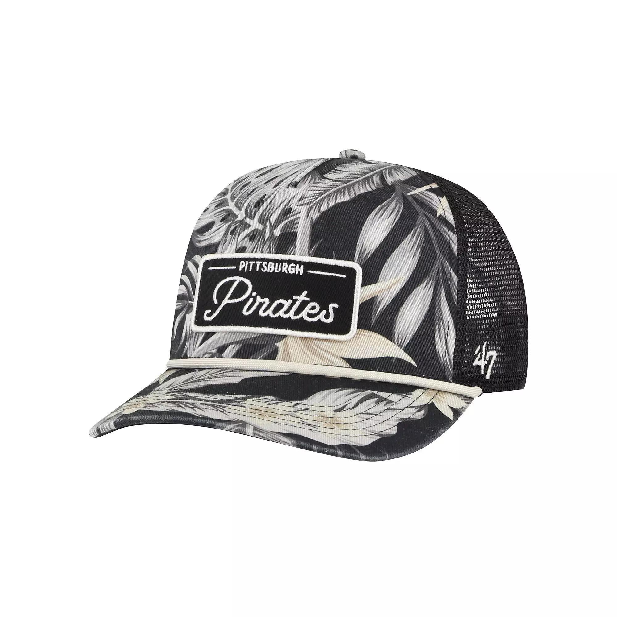 Men's '47 Black Pittsburgh Pirates Tropicalia Trucker Hitch Adjustable Hat Product Image