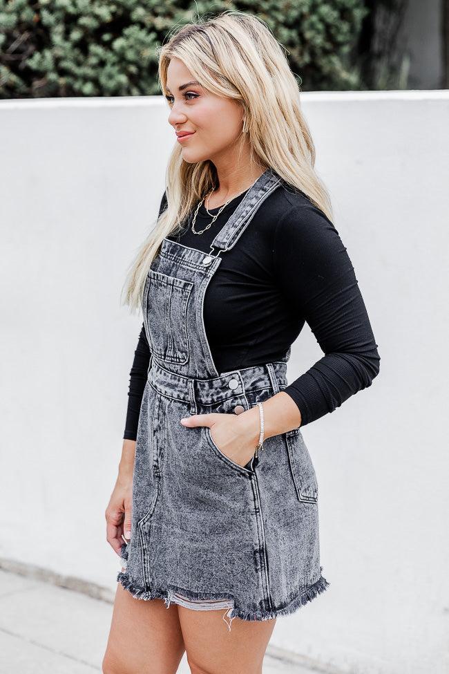 Back To That Night Black Acid Wash Overall Dress FINAL SALE Product Image