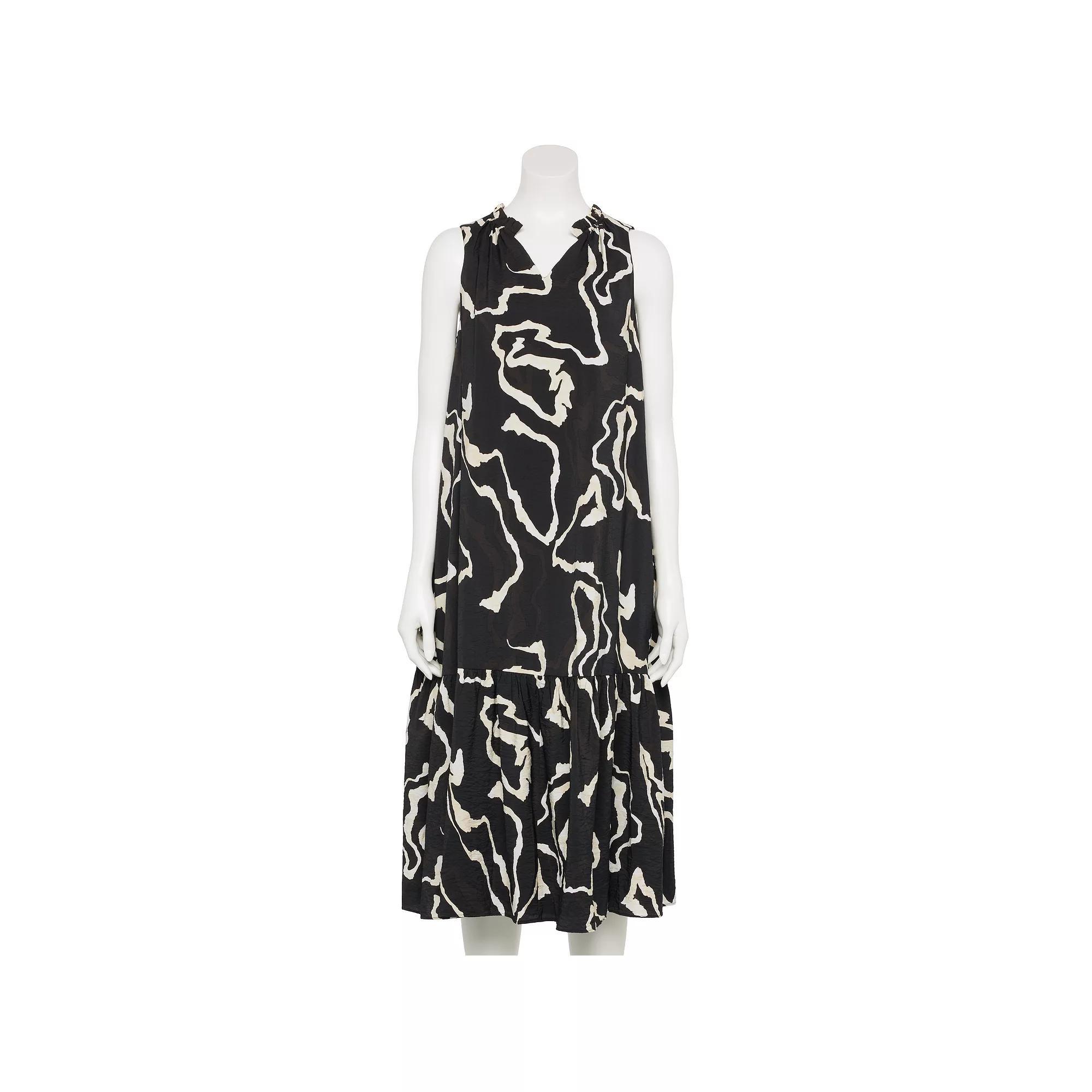 Women's Nine West Adaptive Sleeveless V-Neck Maxi Dress, Size: XL, Black Water Trail Product Image