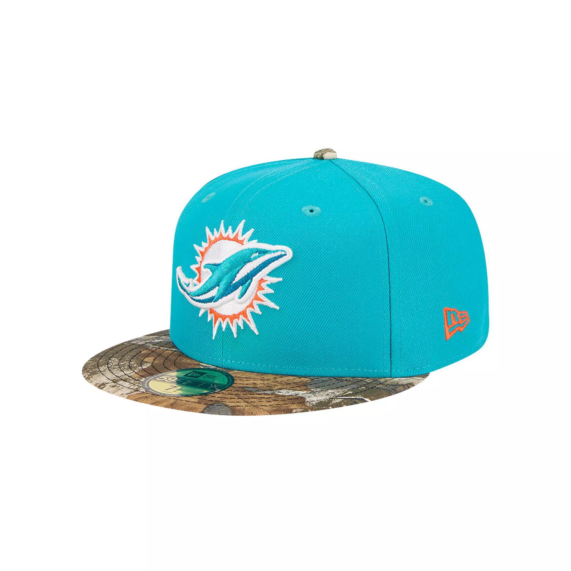 Men's New Era Aqua Miami Dolphins Active Two-Tone Camo 59FIFTY Fitted Hat, Size: 8, Turquoise A Product Image