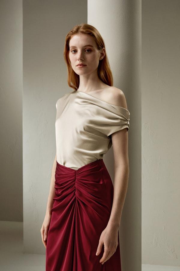 Boat Neck Silk Top Product Image