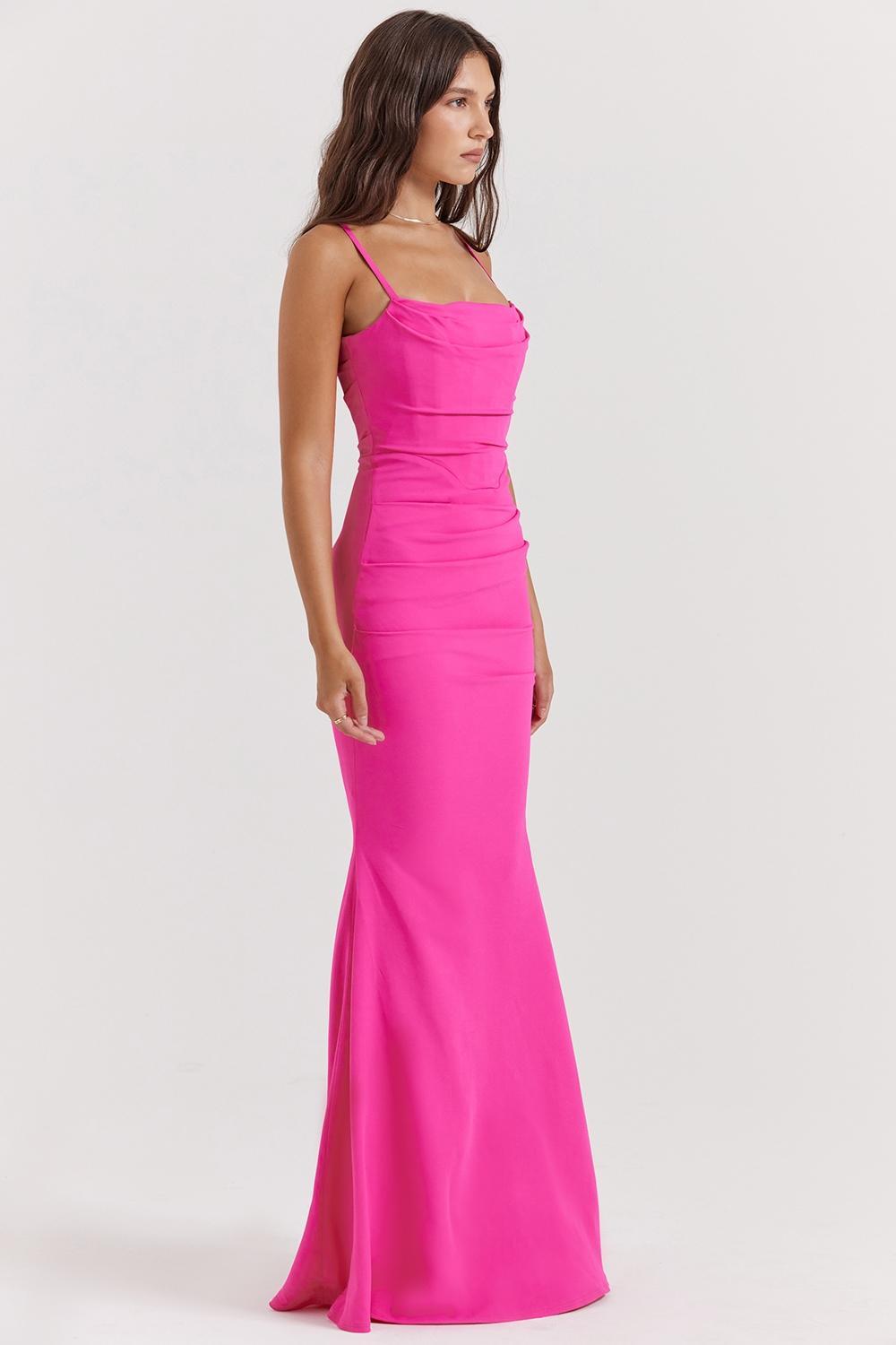 Milena Hot Pink Corset Maxi Dress Product Image