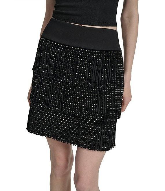 DKNY by Donna Karan Studded Fringe Mini Skirt Product Image
