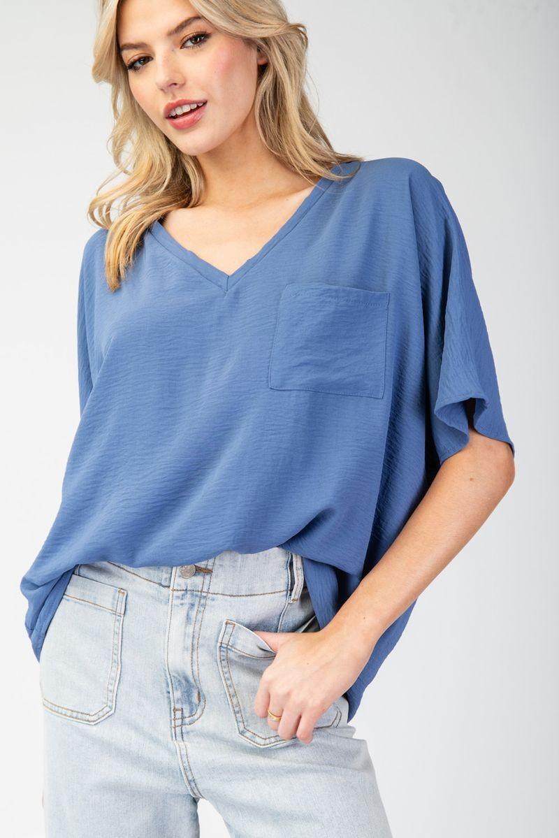 SOLID V NECK POCKET TEE Product Image