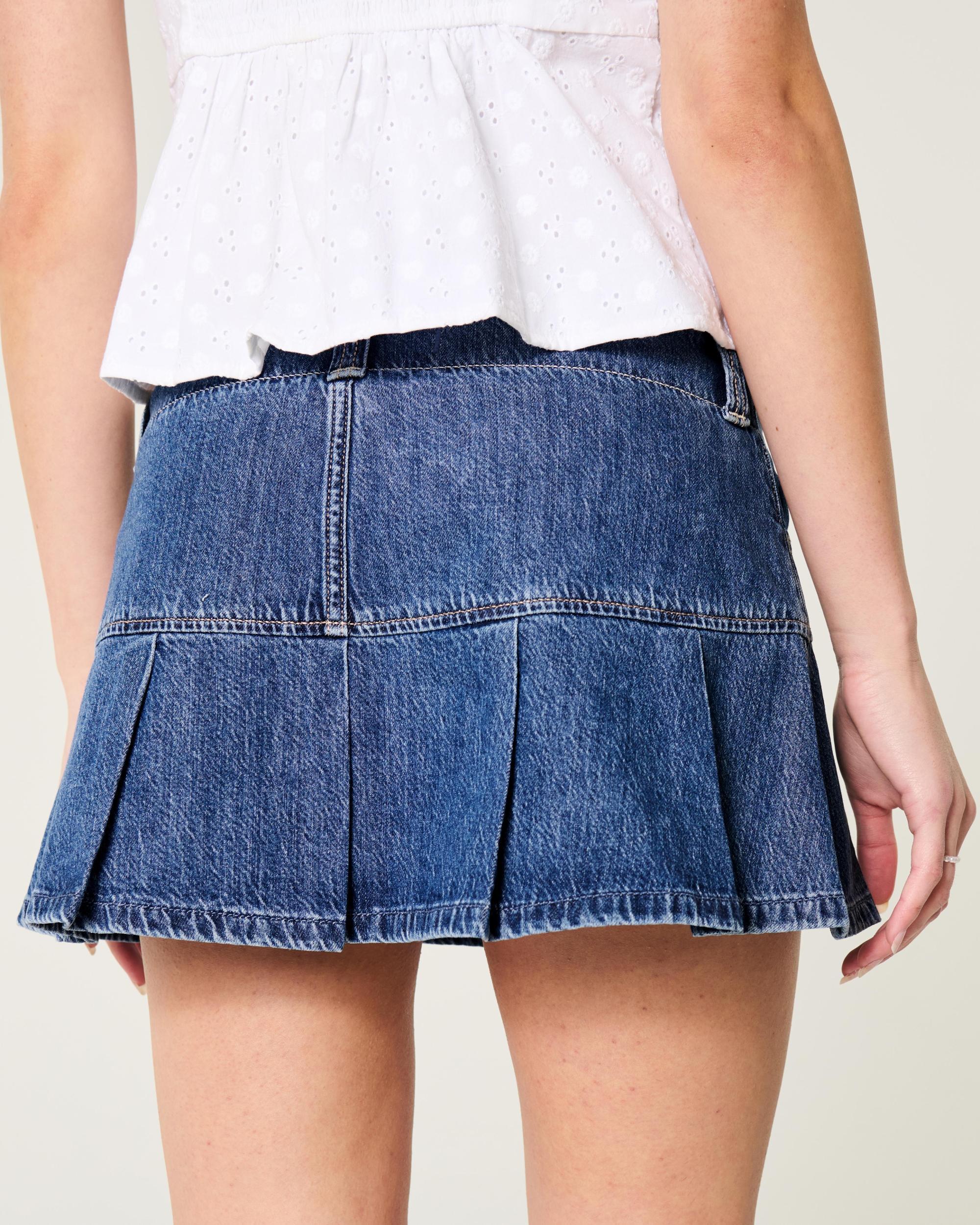 Pleated Denim Mini Skort Product Image
