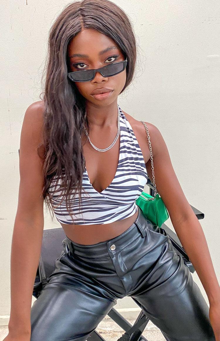 Polly V Neck Crop Zebra Product Image