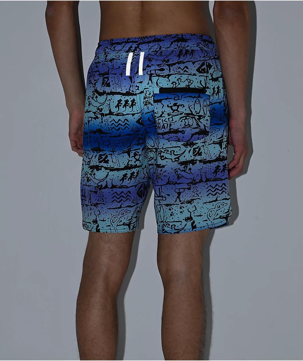 Gecko Ombre Wall Blue Board Shorts Product Image