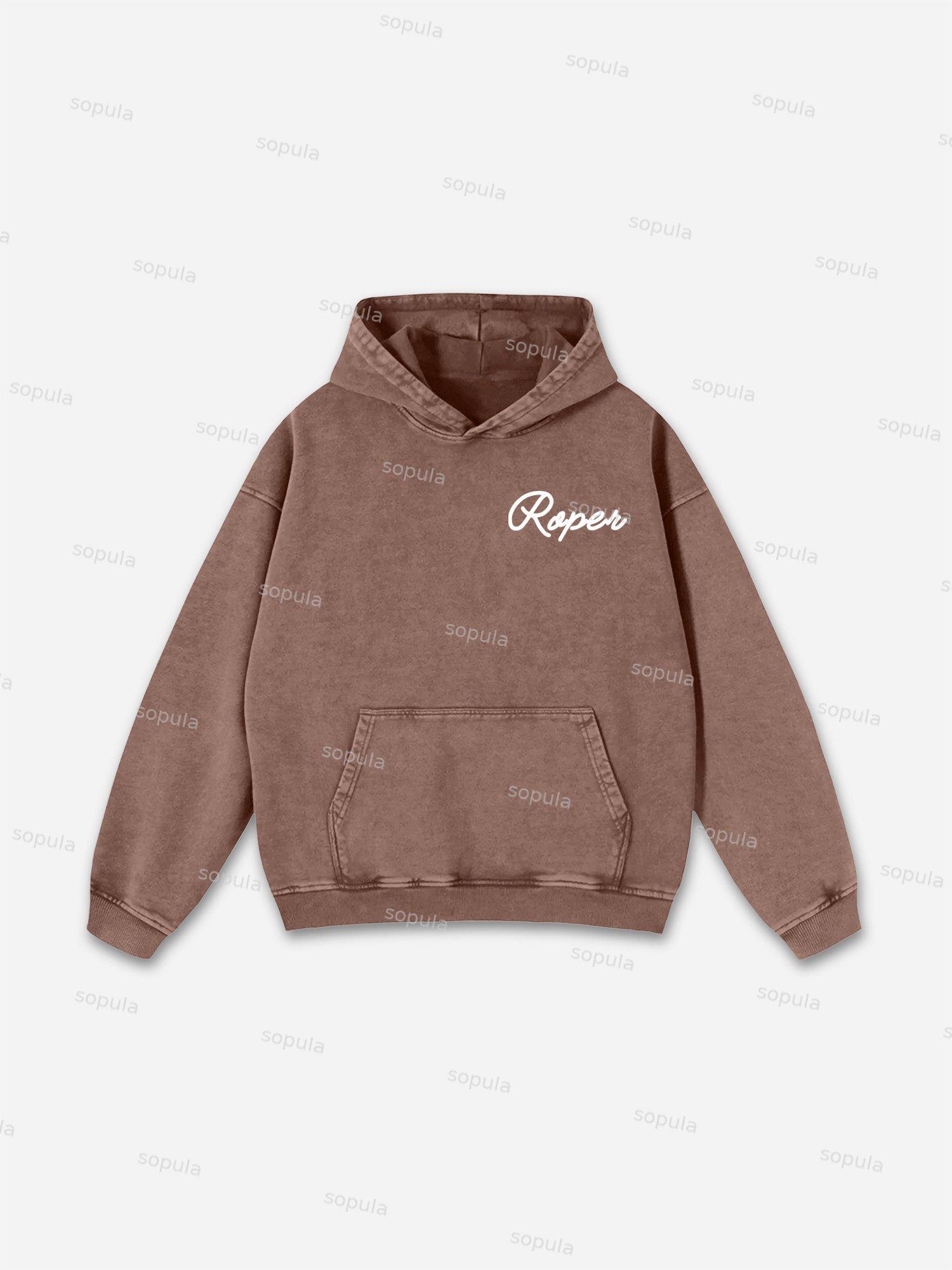 Rodeo Cowboy Stamp Print Washed Hoodie Product Image