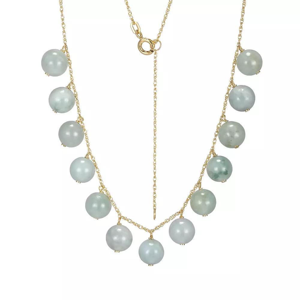 Dynasty Jade 18k Gold Over Silver Green Jade Bead Necklace, Women's, Size: 20", Sterling Product Image