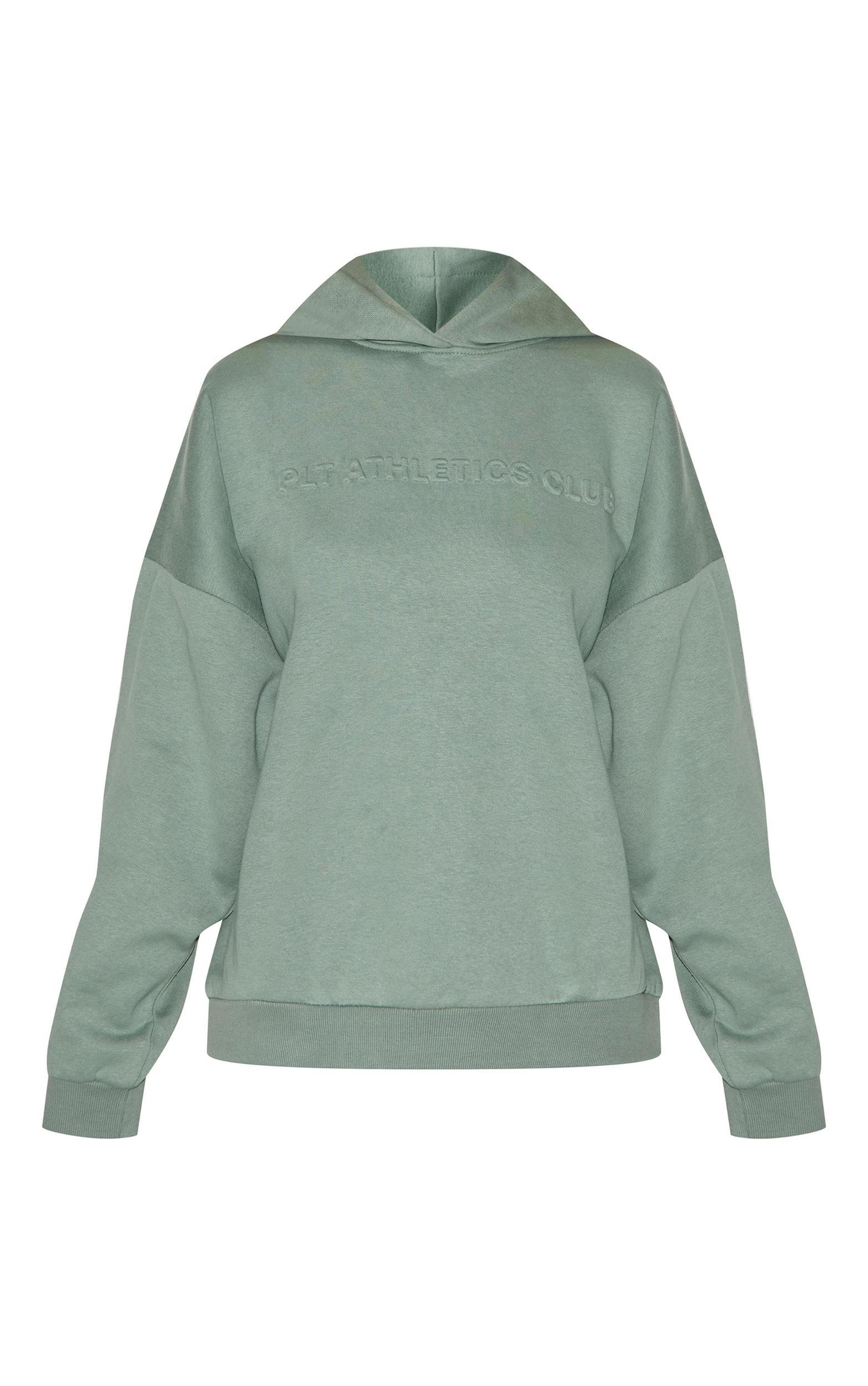 PRETTYLITTLETHING Sage Athletics Club Embossed Graphic Oversized Hoodie Product Image