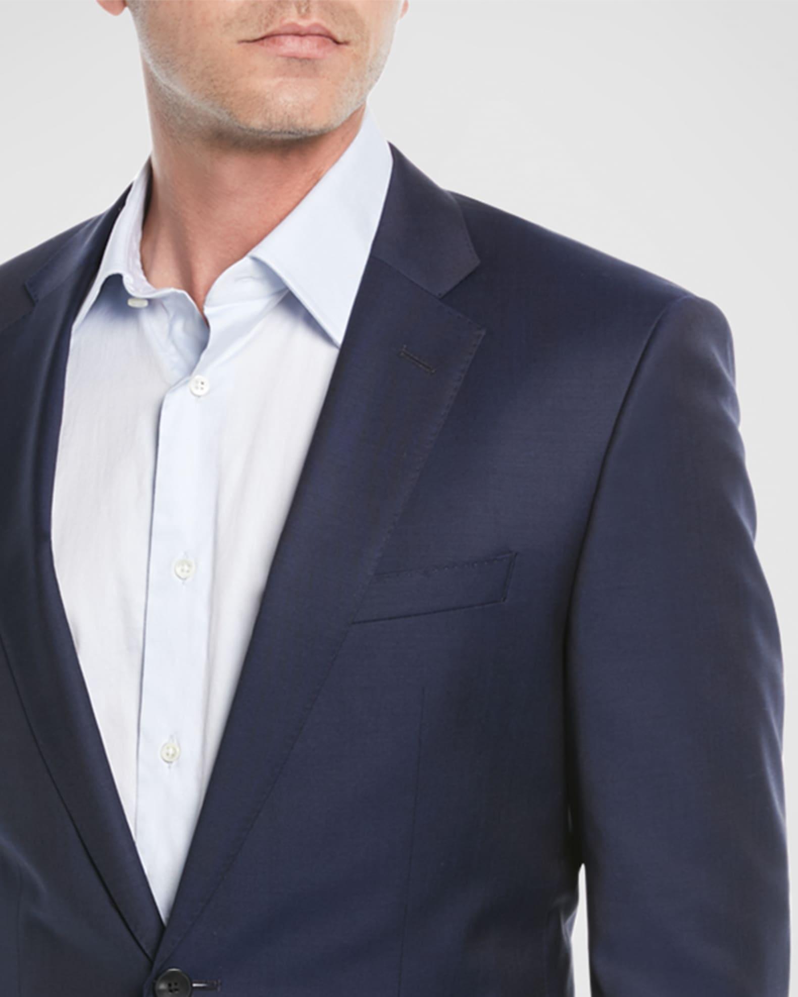 Men's Wool Basic Two-Piece Slim Fit Suit, Blue Product Image