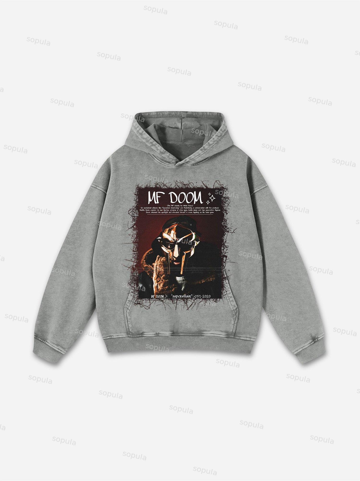 Sopula The Illest Villain Mf Doom Graphic Washed Hoodie Product Image