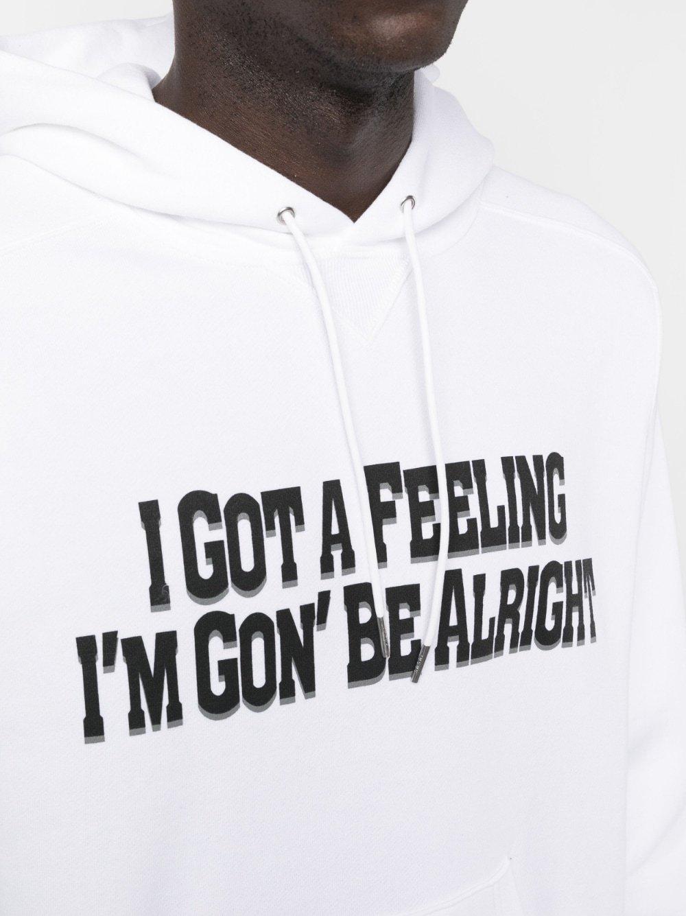 SACAI Slogan-print Cotton Hoodie In White Product Image