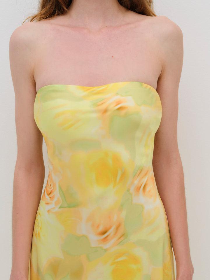 Carla Strapless Maxi Dress — Yellow Product Image