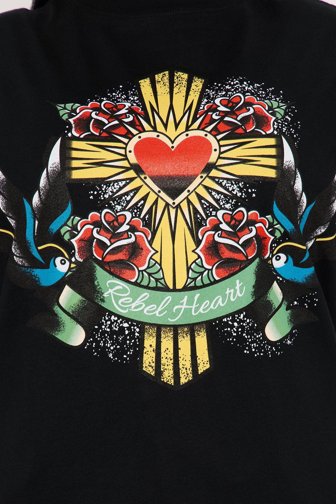 Rebel Hearts Washed Tee - Black Product Image