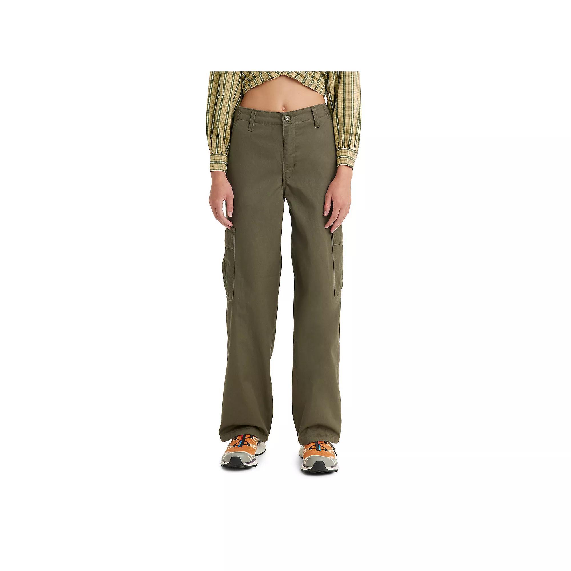 Levi's® Women's Mid-Rise 94's Baggy Cargo Wide Leg Jeans - Olive Cargo 25 Product Image