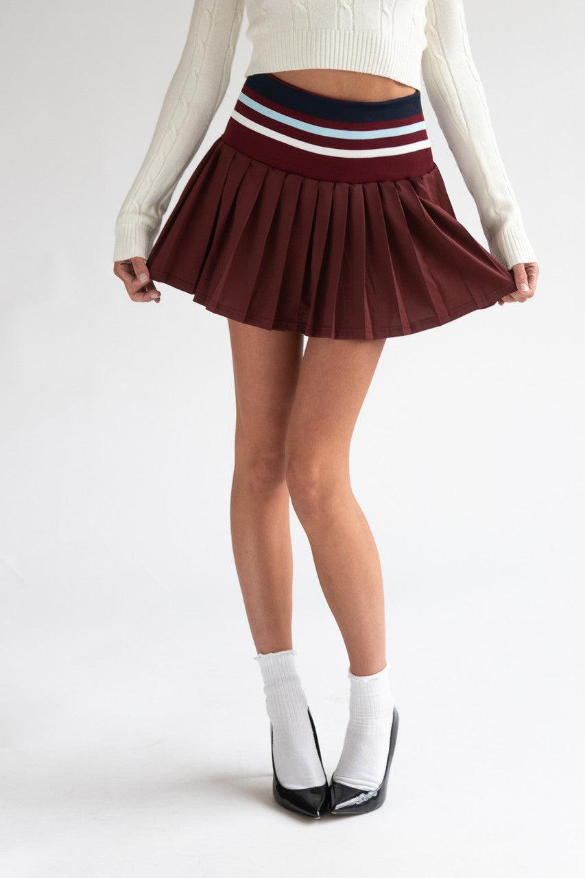 Striped Waist Pleated Skort Product Image