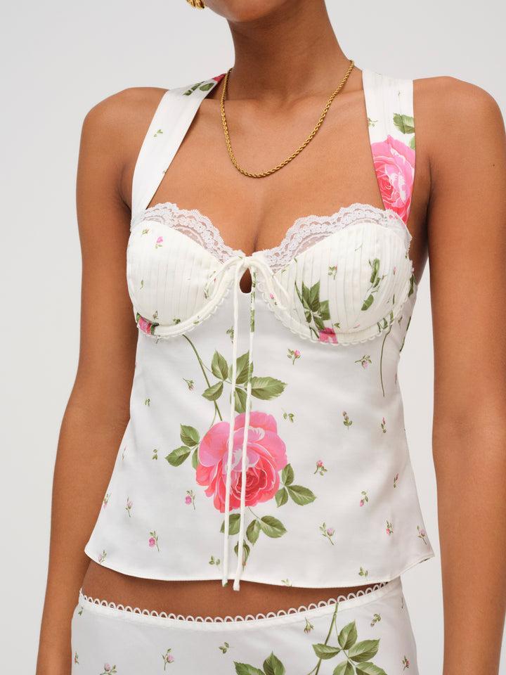 Rosebud Corset Top — White Product Image