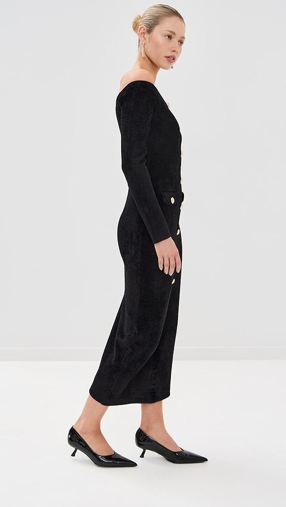Self Portrait Black Chenille Knit Midi Dress | Shopbop Product Image