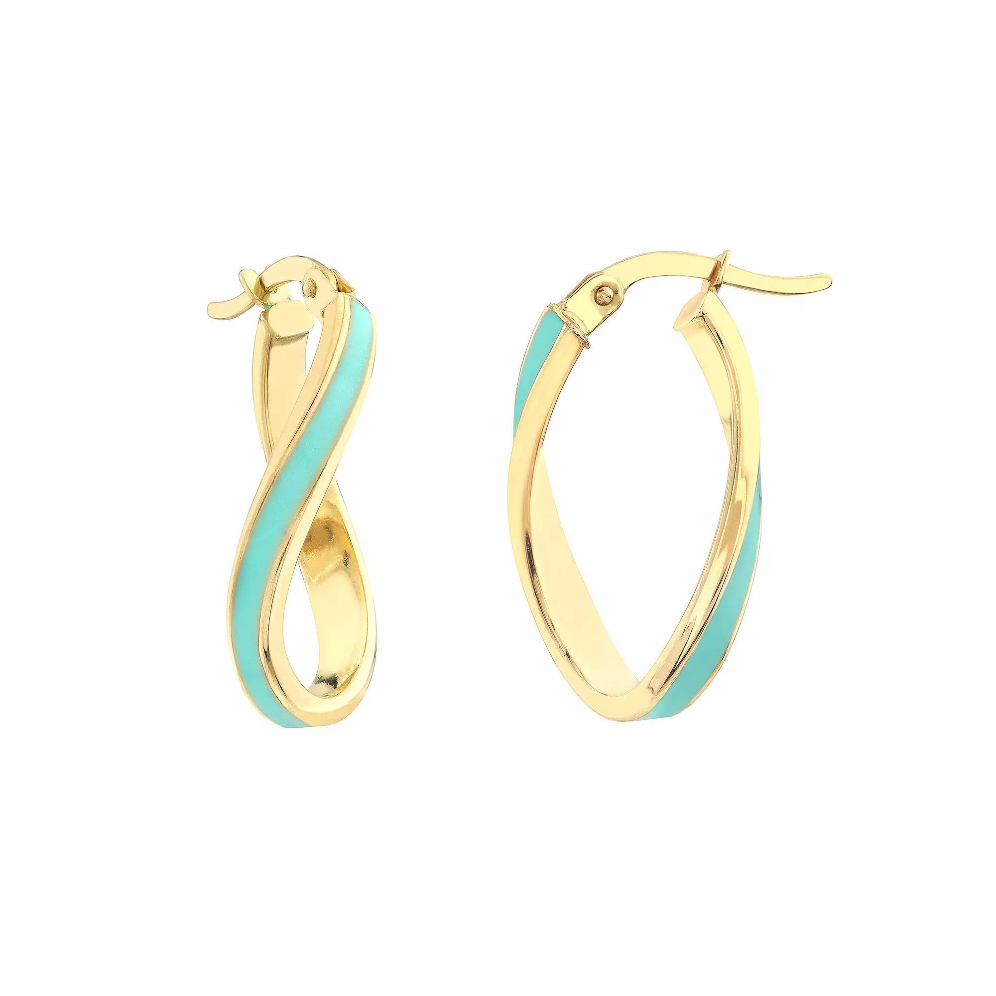 Color Romance 16.3 mm Enamel Oval Twist Hoop Earrings, Women's, Blue Product Image