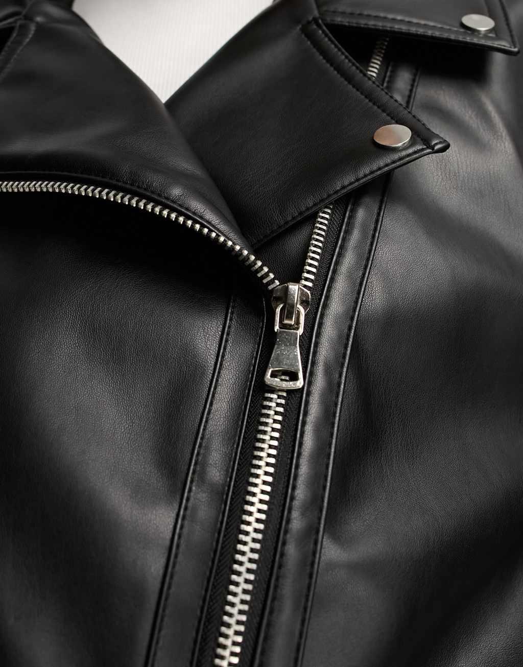 ASOS DESIGN Tall longline oversized faux leather biker jacket Product Image