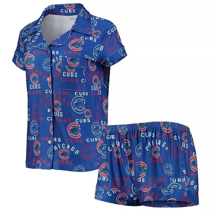 Women's Concepts Sport Royal Chicago Cubs Flagship Allover Print Top & Shorts Sleep Set, Size: Large, Blue Product Image