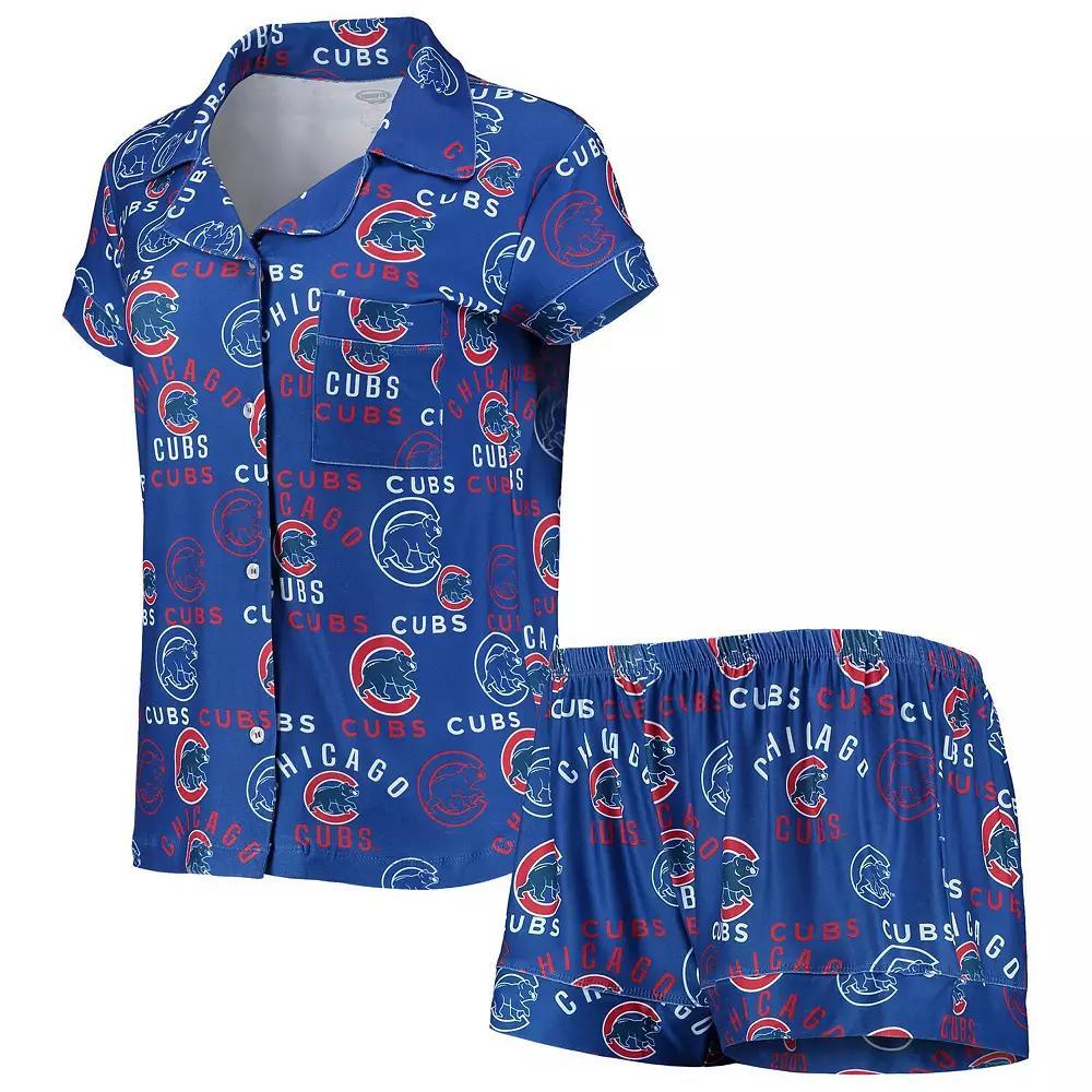 Women's Concepts Sport Royal Chicago Cubs Flagship Allover Print Top & Shorts Sleep Set, Size: Large, Blue Product Image