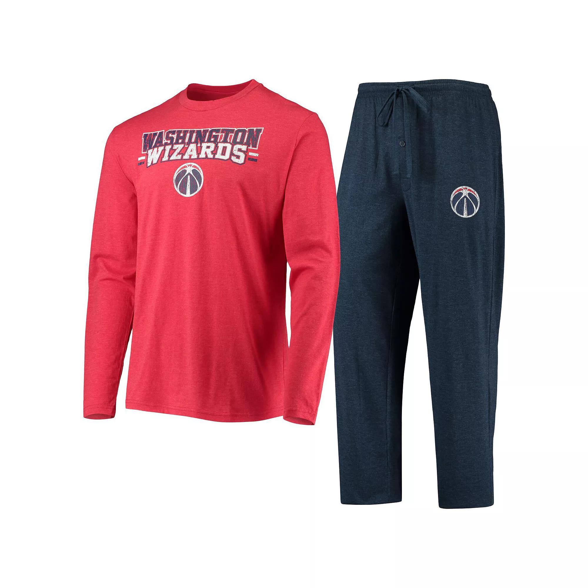Men's Concepts Sport Navy/Red Washington Wizards Long Sleeve T-Shirt & Pants Sleep Set, Size: 2XL, Wiz Blue Product Image