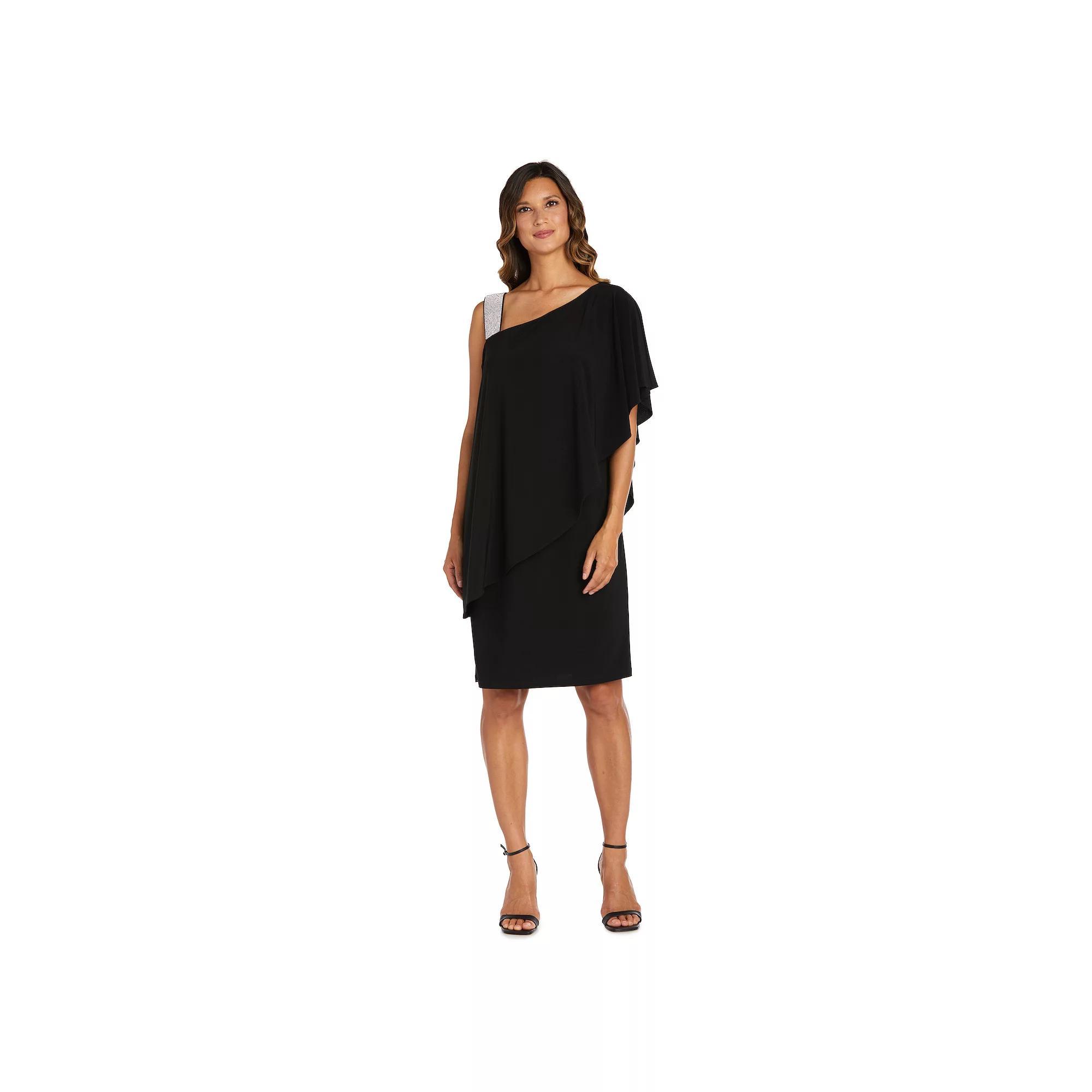 Women's R&M Richards Short Dress with Rhinestone Straps, Size: 6, Black Product Image